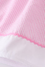 Load image into Gallery viewer, Pink Stripe Seersucker Character French Knot Dress