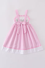 Load image into Gallery viewer, Pink Stripe Seersucker Character French Knot Dress