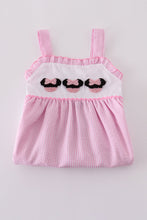 Load image into Gallery viewer, Pink Stripe Seersucker Character French Knot Dress