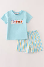 Load image into Gallery viewer, Blue animals birthday embroidery boy set