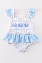 Load image into Gallery viewer, Crab french knot stripe girl swimsuit