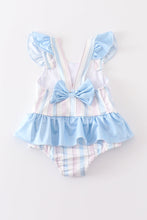 Load image into Gallery viewer, Crab french knot stripe girl swimsuit