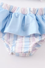 Load image into Gallery viewer, Crab french knot stripe 2pc girl swimsuit