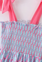 Load image into Gallery viewer, Blue ribbon lace charm smocked mom&me dress