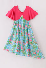 Load image into Gallery viewer, Pink floral character print mom dress