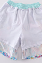 Load image into Gallery viewer, Mint rainbow splash dad swim trunks