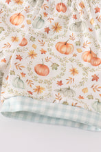 Load image into Gallery viewer, Green pumpkin print girl ruffle shorts set