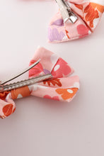 Load image into Gallery viewer, Pumpkin floral print 2pc hair bow