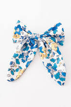 Load image into Gallery viewer, Blue floral print hair sailor bow