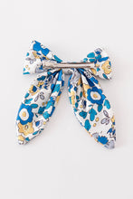 Load image into Gallery viewer, Blue floral print hair sailor bow