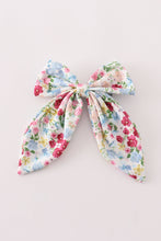 Load image into Gallery viewer, Pink floral print sailor hair bow