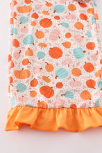 Load image into Gallery viewer, Orange pumpkin print mom ruffle pants