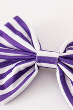 Load image into Gallery viewer, Purple stripe piggie hair bow