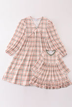 Load image into Gallery viewer, Green watercolor plaid mom&me dress