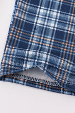 Load image into Gallery viewer, Blue thanksgiving turkey embroidery plaid boy set
