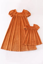 Load image into Gallery viewer, Caramel velvet mom&me dress