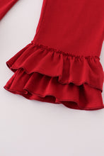 Load image into Gallery viewer, Maroon Alabama embroidery dot ruffle pants set