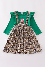 Load image into Gallery viewer, Forest tree applique leopard ruffle skorts set