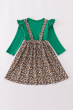 Load image into Gallery viewer, Forest tree applique leopard ruffle skorts set