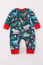 Load image into Gallery viewer, Green dinosaur print romper