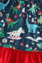 Load image into Gallery viewer, Green dinosaur print ruffle gown