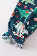 Load image into Gallery viewer, Green dinosaur print ruffle gown