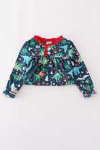 Load image into Gallery viewer, Green dinosaur print ruffle gown