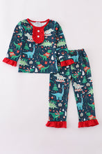 Load image into Gallery viewer, Green dinosaur print ruffle pants set