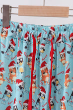 Load image into Gallery viewer, Blue christmas character print dad pajamas pants