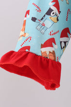 Load image into Gallery viewer, Blue christmas character print pajamas ruffle pants set