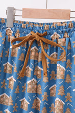 Load image into Gallery viewer, Navy gingerbread print dad pajamas pants