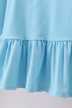 Load image into Gallery viewer, Blue deer tree santa embroidery ruffle pants set