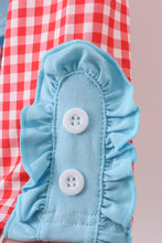 Load image into Gallery viewer, Blue deer tree santa embroidery ruffle pants set