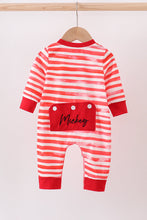Load image into Gallery viewer, Red stripe character applique romper