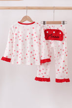 Load image into Gallery viewer, Red polka dot character applique pants set