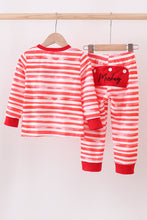 Load image into Gallery viewer, Red stripe character applique pants set