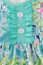 Load image into Gallery viewer, Green meadow splash ruffle pants set