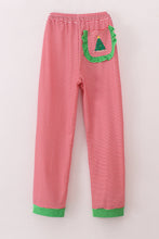 Load image into Gallery viewer, Red stripe christmas tree embroidery mom pajamas pants