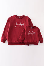 Load image into Gallery viewer, Maroon thankful fleece mom&me sweatshirt