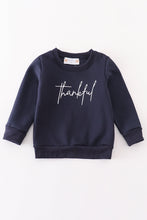 Load image into Gallery viewer, Navy thankful fleece mom&me sweatshirt