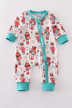 Load image into Gallery viewer, Blue christmas nutcracker print romper