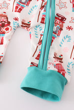 Load image into Gallery viewer, Blue christmas nutcracker print romper
