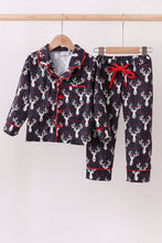 Load image into Gallery viewer, Navy deer print pajamas set