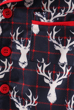Load image into Gallery viewer, Navy deer print pajamas set