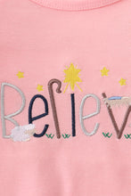 Load image into Gallery viewer, Pink believe embroidery ruffle romper