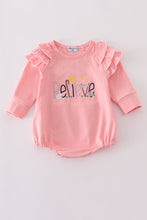 Load image into Gallery viewer, Pink believe embroidery ruffle bubble