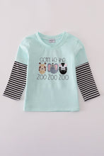 Load image into Gallery viewer, Blue GOIN TO THE ZOO embroidery top
