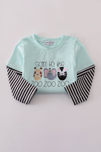 Load image into Gallery viewer, Blue GOIN TO THE ZOO embroidery top