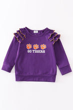 Load image into Gallery viewer, Puprle go tigers embroidery girl top