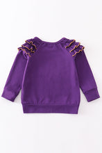 Load image into Gallery viewer, Puprle go tigers embroidery girl top